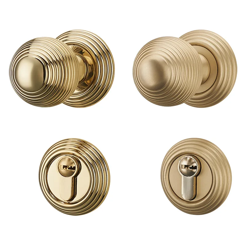Brass spherical bathroom bedroom interior French minimalist brass silent door lock universal