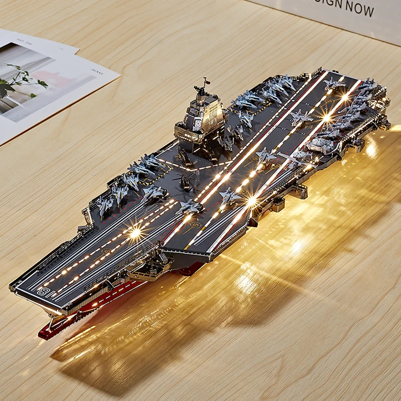 IRON 3D Metal Puzzle C62209 Fujian Aircraft Carrier Model Kits DIY Laser Cutting Jigsaw Toys for Adults Metal Military Model