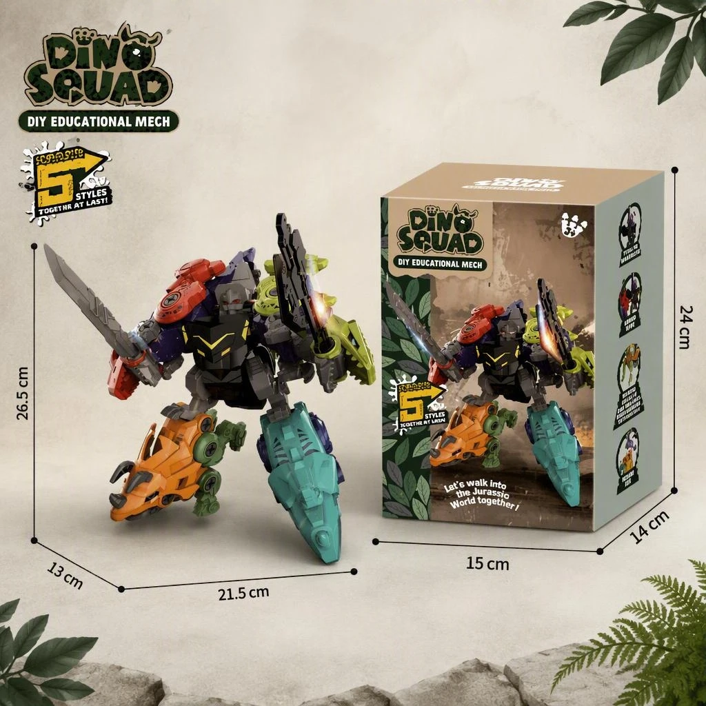 5 IN 1 Children Assembly Dinosaur Transformation Dino Robot Constructor Screw DIY Set Blocks Disassembly Screwdriver  Model Toys
