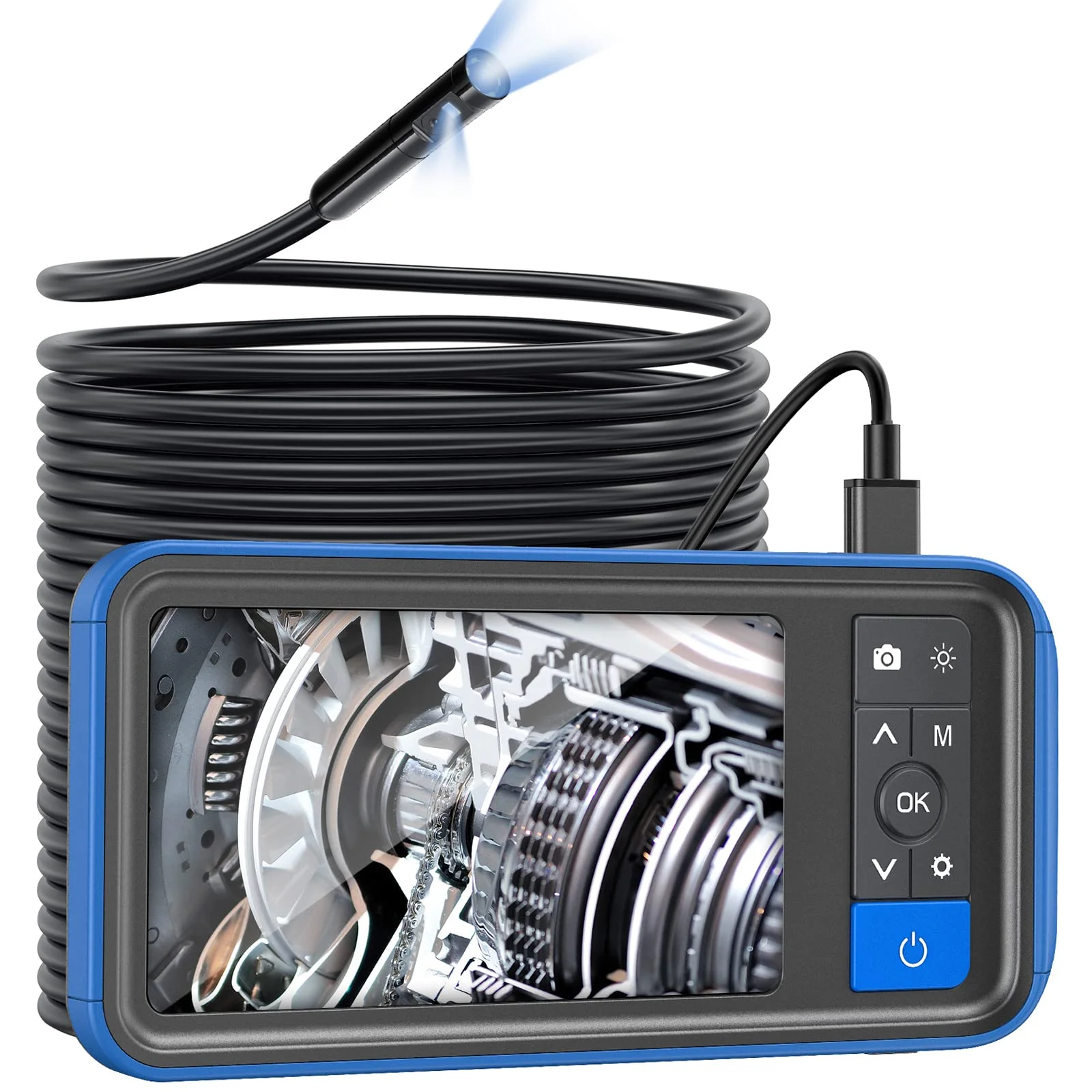 

Dual Lens Endoscope with Light, Teslong 4.5" HD Snake Borescope Inspection Camera, Automotive Scope Camera with Flexible Cable