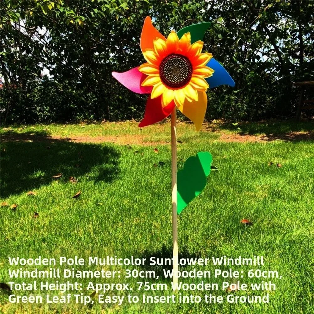 Multistyles Bunte Sonnenblumen-Windmühle, doppellagige Folie, Farbwechsel, Biene, Windmühle, PVC