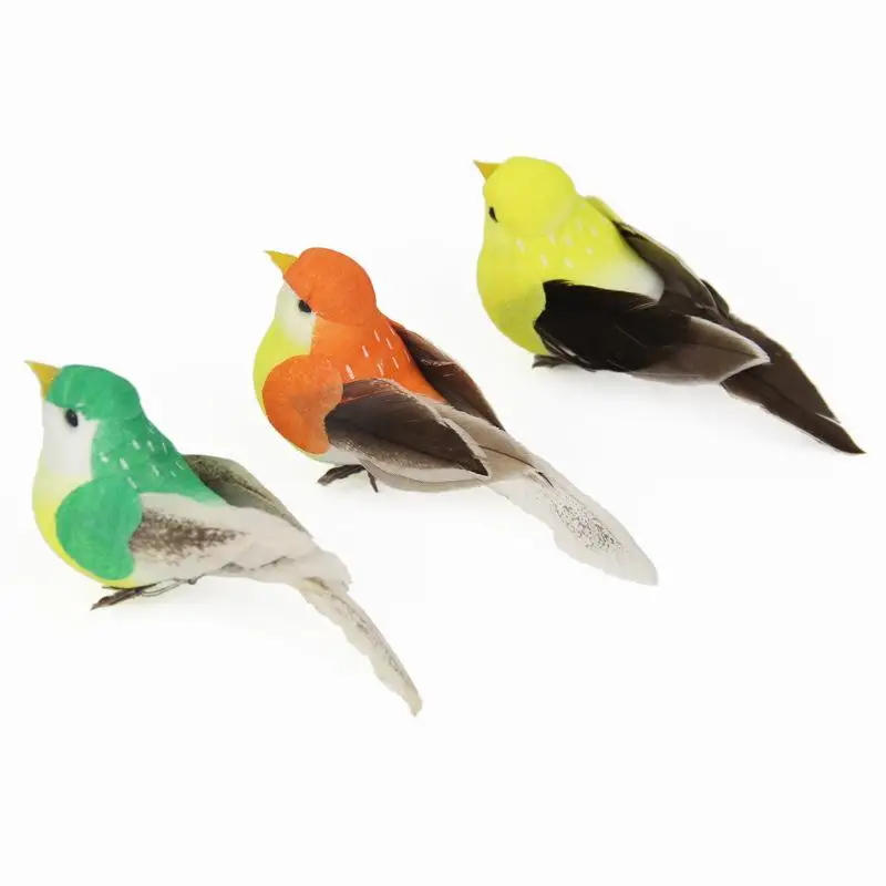 6Pcs Handmade Colorful Artificial Simulation Birds With Real Feather Details Lifelike Look For Garden Yard Tree Patio Home Decor