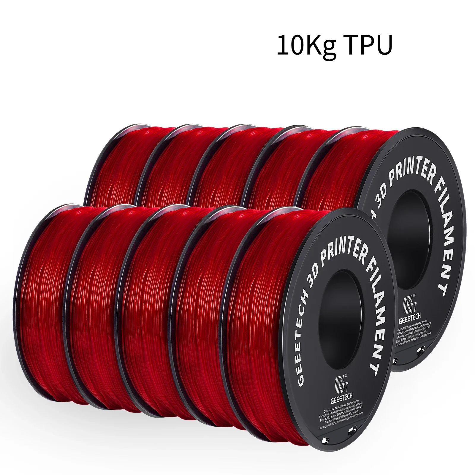Geeetech 10Kg Tpu 3d Printer Filament Materiaal 1Kg 2. 2lbs/Spool 1.75Mm Plastic Vacuümverpakking Niet-Giftige Shore Hardheid 95a