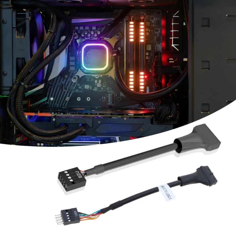 C90C USB Header to USB 2.0 Converters Cable 19/20Pin to 9 Pin Male Female for Motherboards Extension