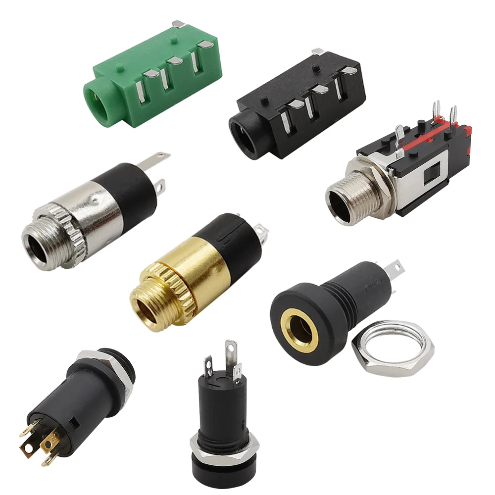 10Pcs PJ Series Headphone Jack 3.5mm 2.5mm Stereo Female Socket Audio PCB Mount Connector PJ-316 PJ307 PJ392A Interface Adapter