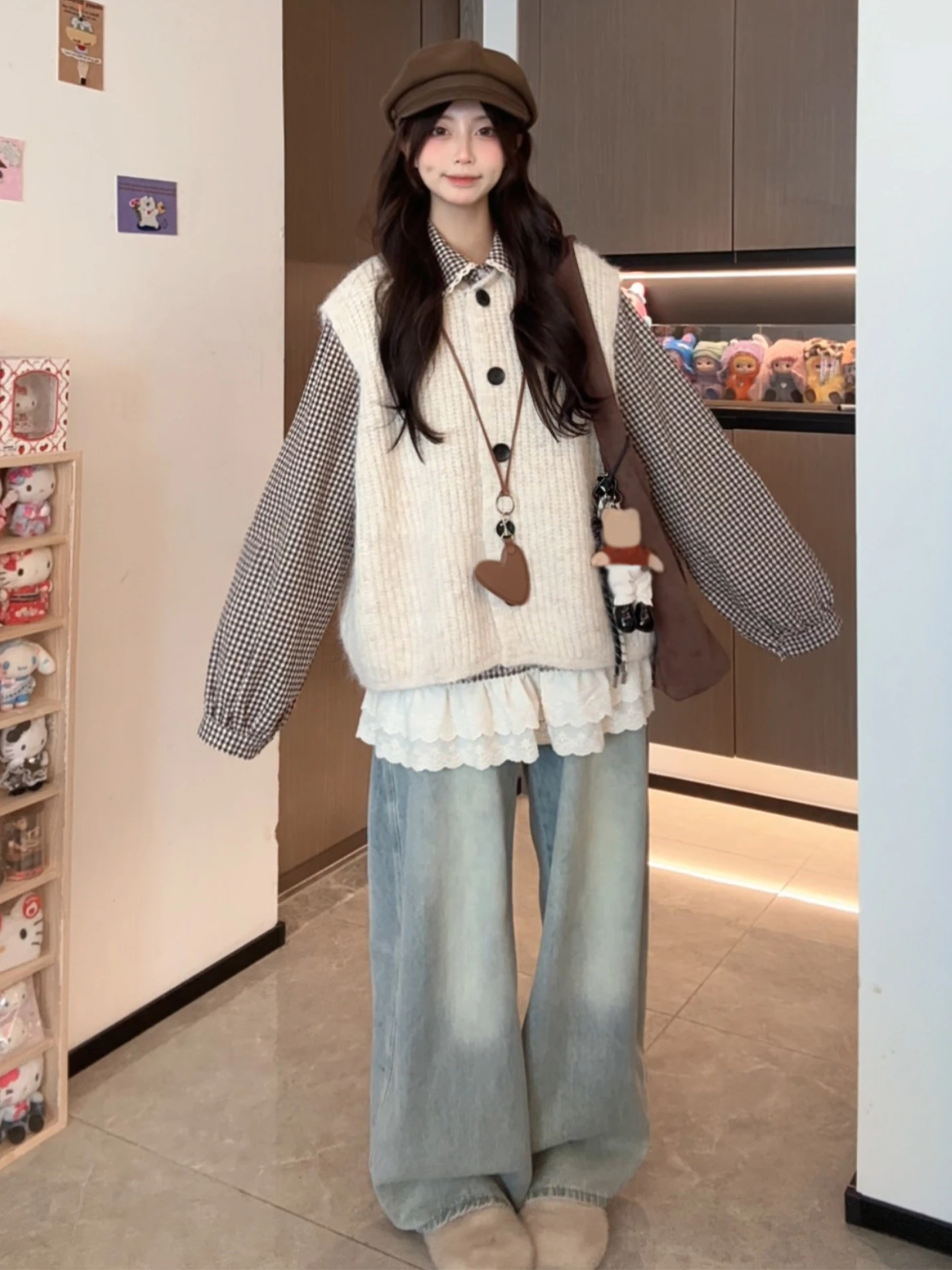 

Sle Knitted irt Vest Women Early Autumn 2026 New ular Outerwear Sweater Vest Sweet Sle Polyester Fabric