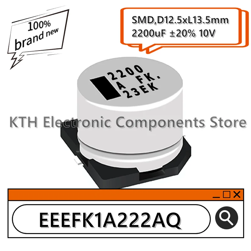 10PCS EEEFK1A222AQ EEE-FK1A222AQ 2200uF 10V new original SMD aluminum electrolytic capacitor 12.5x13.5mm screen printing 2200AFK