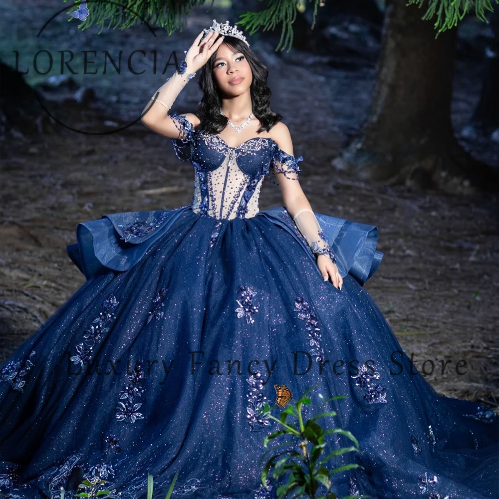 Vestidos de Quinceañera con Apliques de Brillantina, Vestidos de Fiesta de Cumpleaños con Cristales para Niñas, Personalizados 2026, Vestidos de Gala con Hombros Descubiertos