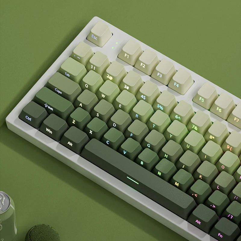 Imagem -02 - Teclas Cereja Perfil Verde Uva Keycaps Impressão Lateral Brilho Através Keycaps Duplo Tiro Pbt Keycap para mx Switch Teclado de Jogos 136