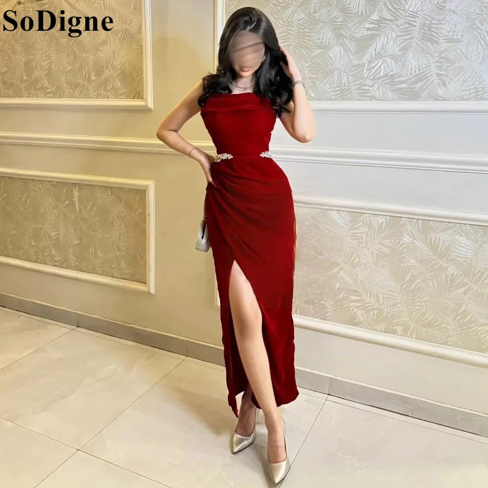 

SoDigne Sexy Mermaid Evening Dresses Beading Straps Side Slit Sequins 2024 Special Occasion Prom Gowns for Women Cocktail Dress