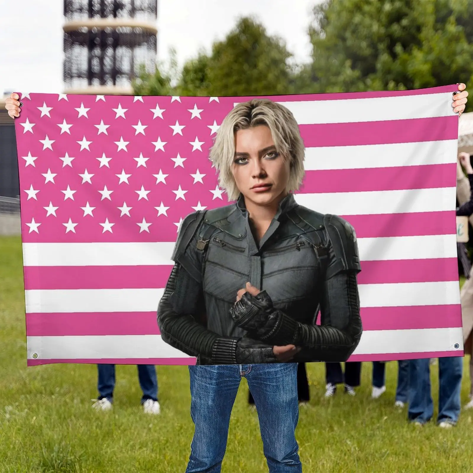 1 Stück Finn Florence Pugh individuelle Flaggen für Schlafzimmer, Outdoor-Dekoration, Flaga, Garage, Dekoration, dekorative Heimobjekte, Flagge an der Wand