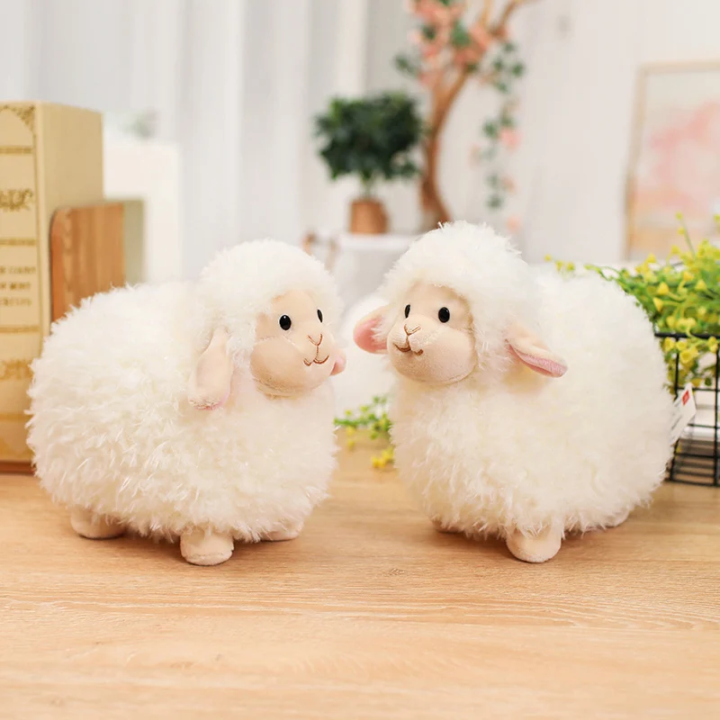 Peluche Ángel bebé oveja juguetes de peluche acogedor y esponjoso muñeco de oveja de dibujos animados cálido niños apaciguar muñeca Kawaii decoración de la habitación regalo de cumpleaños