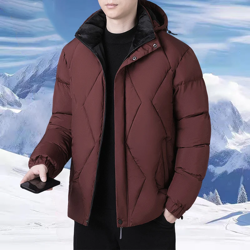 Trend Casual All-match Men Parkas Coats Fashion Comfortable Warm Outerwear Solid Color Thicken Male Clothing Winter New Style