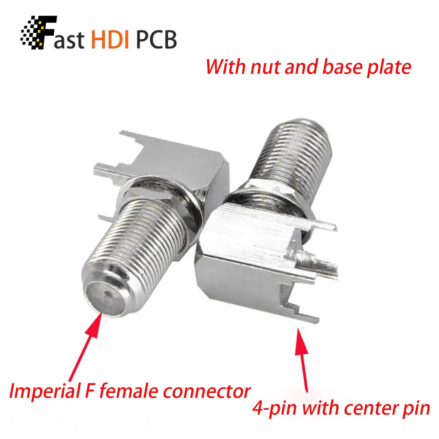 F Female Right Angle PCB Mount Connector F Type 4 Pin Solder Jack for Set Top Box Cable TV Antenna Satellite Receiver PCB Board