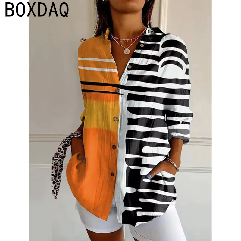 

Женская рубашка с 3D принтом рыбы, винтажная осенняя рубашка с длинным рукавом и пуговицами, повседневная блузка большого размера, женская индивидуальная рубашка