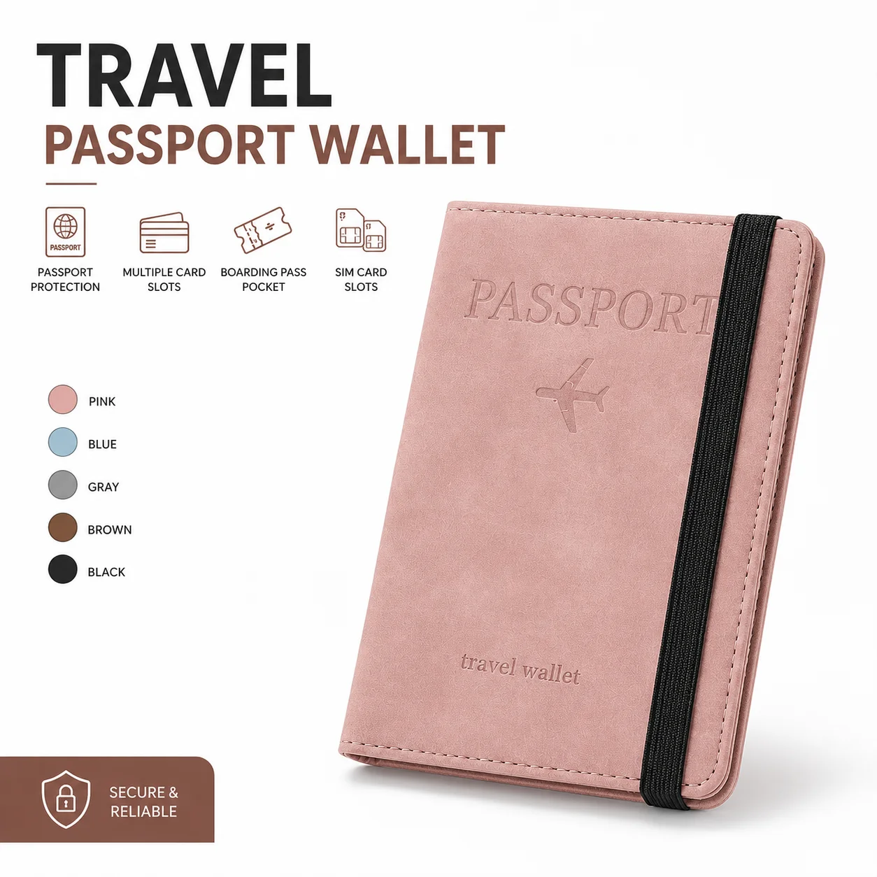 Travel Passport Holder Card Wallet, Multi-Card Slots, Boarding Pass & SIM Card Pockets, Compact Travel Organizer for Men & Women