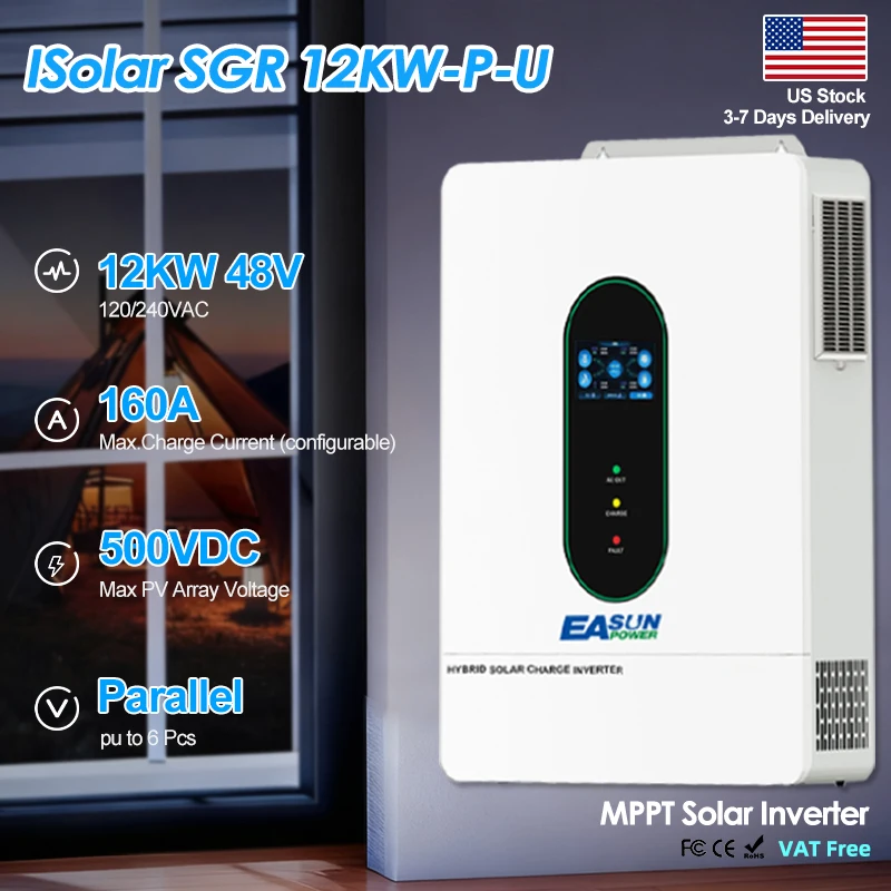 

EASUN POWER 12 кВт Гибридный инвертор с двойным выходом и фазовым разделением 48 В 120 В 240 В Dual MPPT с Wi-Fi Доставка из США