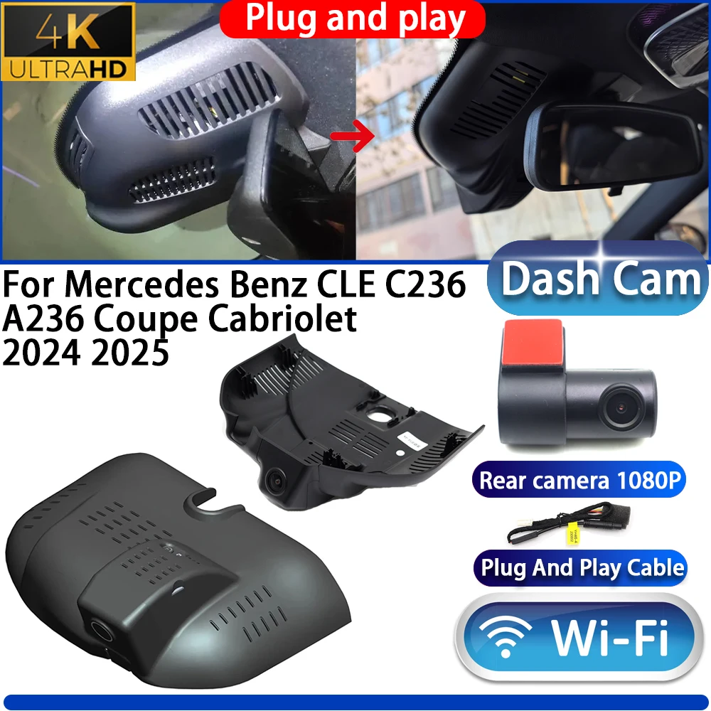 

HighCity For Mercedes Benz CLE C236 A236 Coupe Cabriolet 2024 2025 Dash Cam Camera DVR 4K Wifi Plug And Play Video Recorder