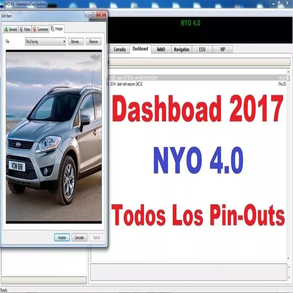 El más nuevo software de reparación de automóviles 2017 NYO 4,0 Airbag de base de datos completa + Carradio + tablero + IMMO + g