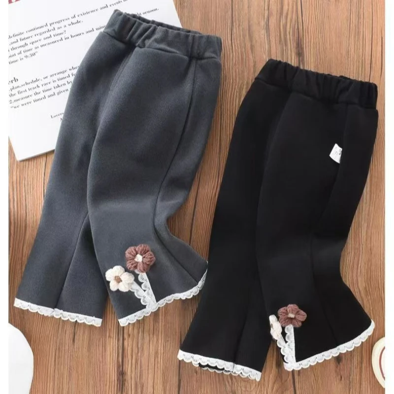 

2025 New Autumn Children's Countryside Style Flower Blossoms External Elastic Solid Color leggings