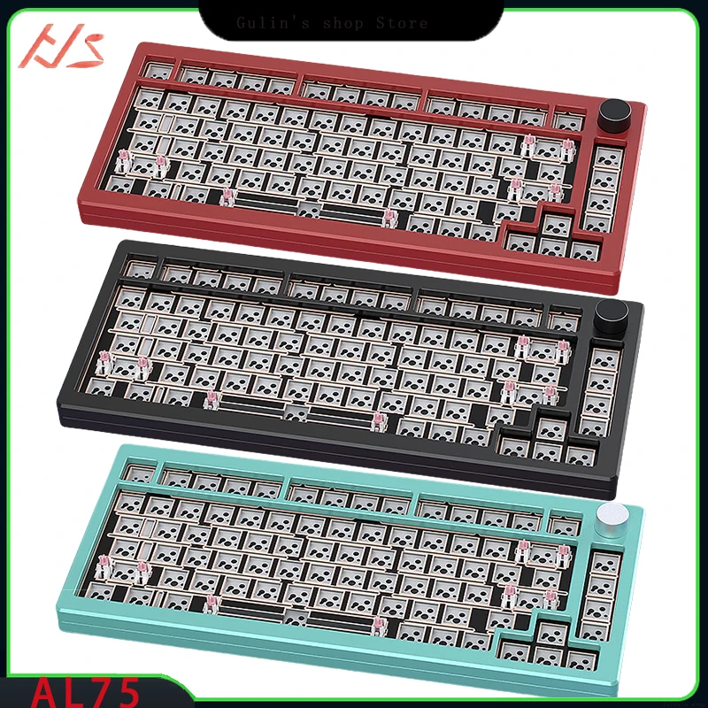 82 Keys Al75 Mechanical Keyboard Kit Cnc Aluminum Lump Rgb Bluetooth 2.4g Three Mode Wireless Gaming Keyboard Boy Birthday Gift