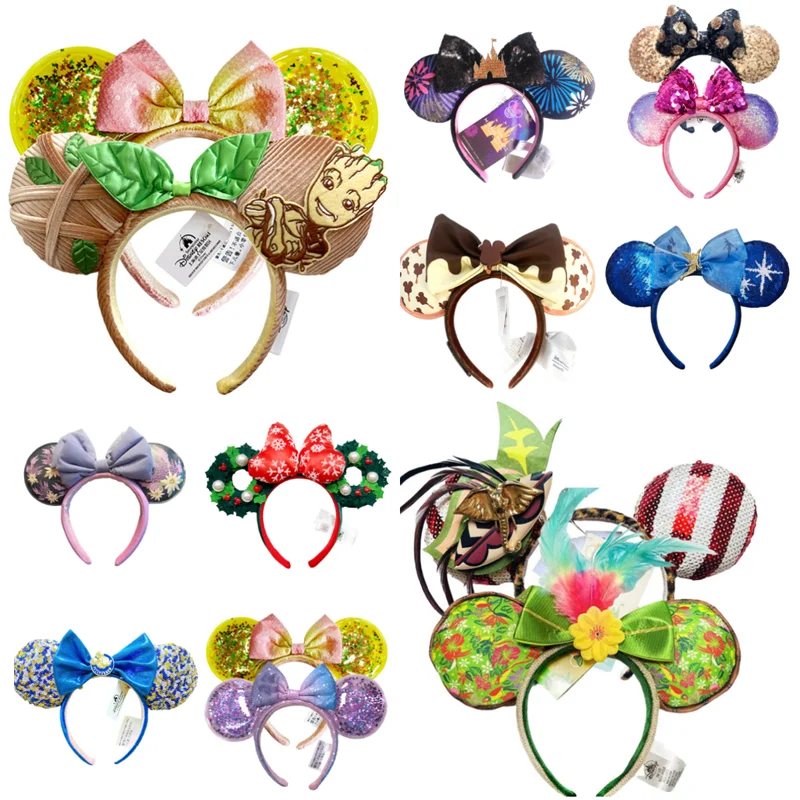 Mickey Mouse Headband Hair Accessories for Women Hallowmas Festival Plush Ear Hairbands Girl  Headband Kids Bow Headwear