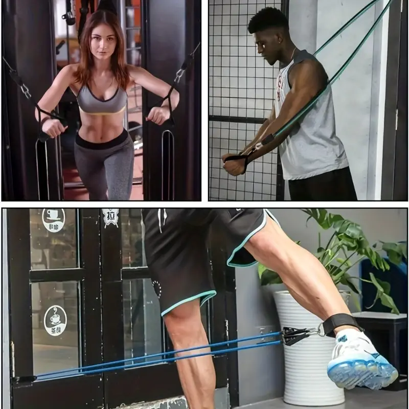 11pcs TPE Resistance Band Set Fitness Band Pull Rope Elastic Training Band With Door Anchor Handles Carry Bag Legs Ankle Straps - 6