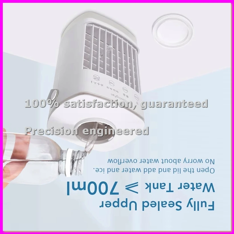 

Портативный охладитель воздуха с увлажнителем и светодиодной ночной подсветкой - Компактный вентилятор-кондиционер для дома и офиса - AD23