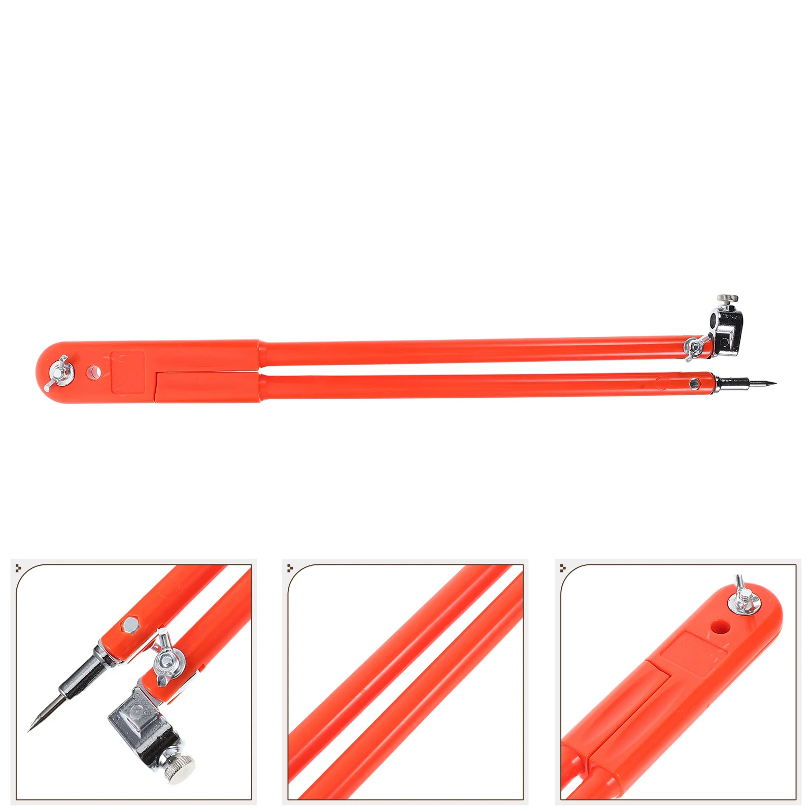 Large Orange Plastic Drafting Compass for Woodworkers Precision Circle Drawing Tool Metal Craft Divider Ruler