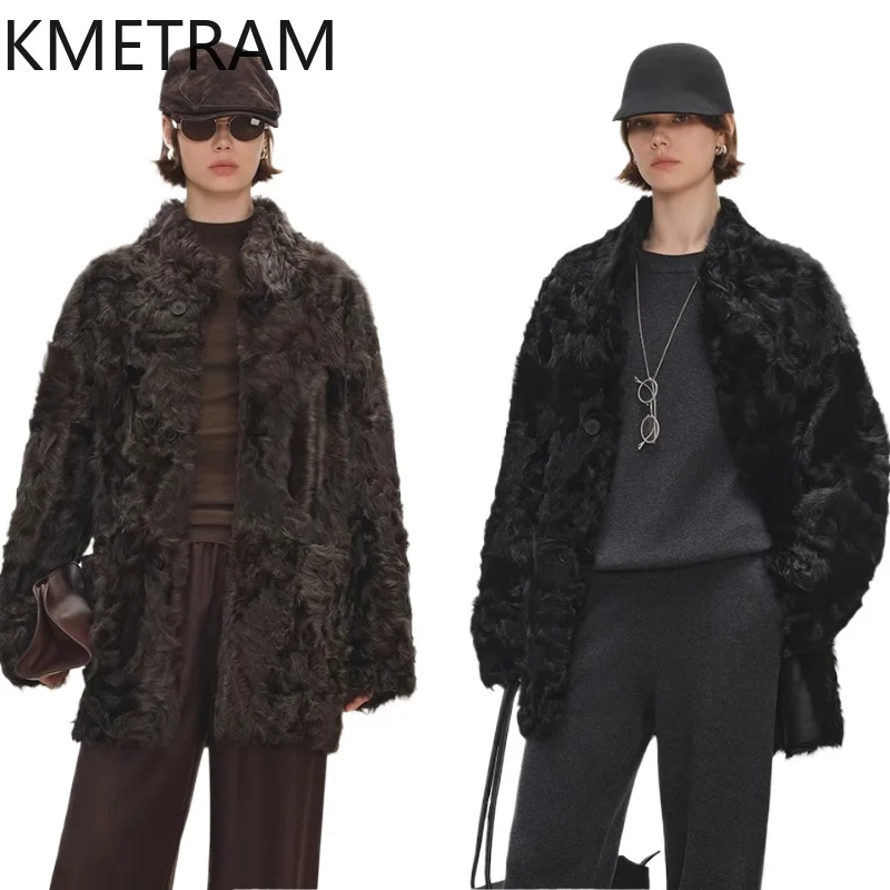 

Женская двусторонняя меховая куртка из натуральной шерсти Xiaohu, роскошная шуба средней длины из натурального меха, зимняя одежда 2024, женская шуба