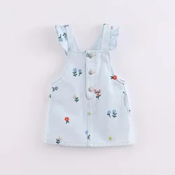 Marc & janie-Vestido vaquero con tirantes y bordado Floral para niña, ropa de primavera y verano, 220689