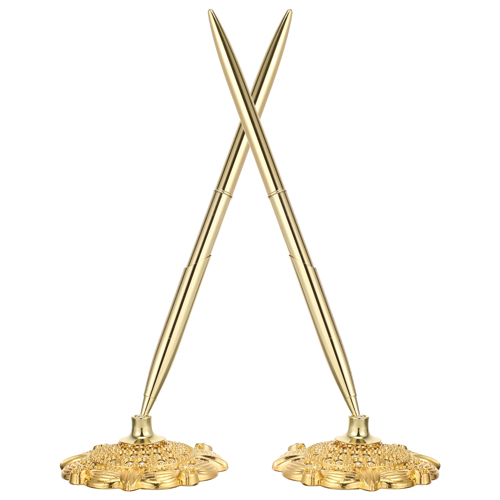 

2pcs Electroplated Pen Holder Ballpoint Pens Desk Fixed Office Business Pen Writing Office Business Stationery Tools
