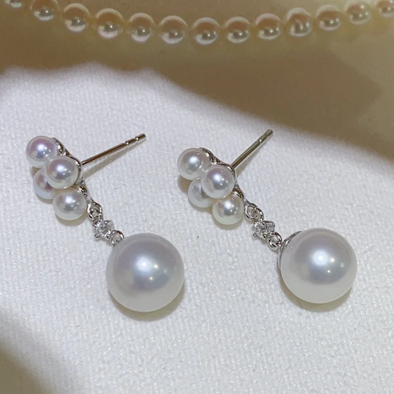 SGARIT Genuine Pure silver Natural White Pearl Drop Earrings for Women Luxury Silver Color Bling Basic Simple Commuting