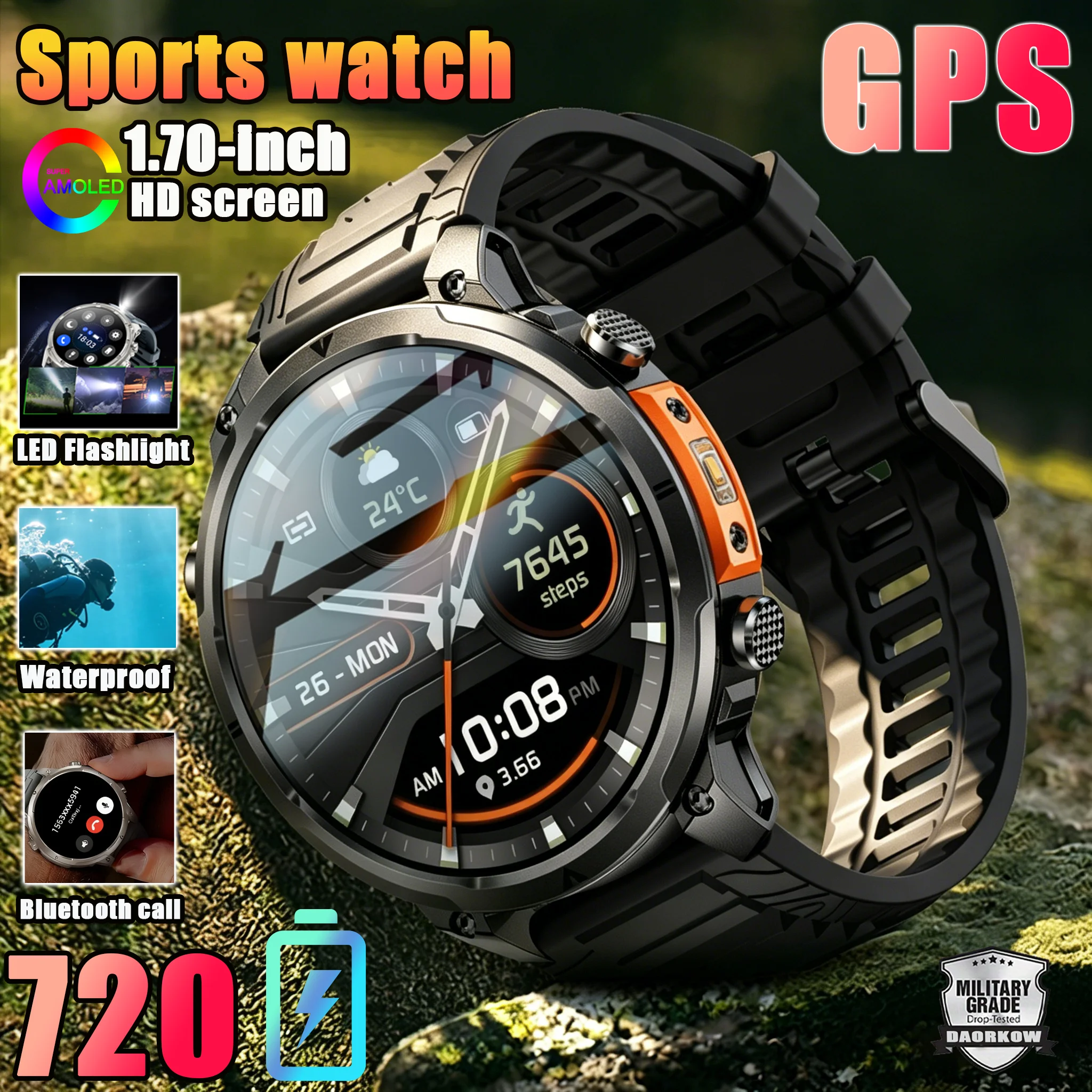 2026NEW Smart watch Outdoors MAN 1.70''HD screen 100+Sports 