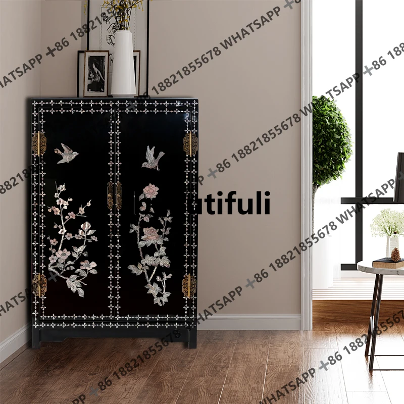 

New Chinese-style handmade inlaid storage shoe cabinet storage entrance household door