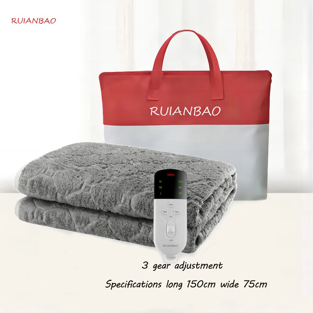 RUIANBAO Heated Blanket Throw 2-Layer Flannel Electric Blanket Timer Heated Pad 220V 150*75cm Thermal Mattress Heated Bed Warmer