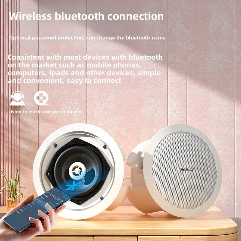Haut-parleur de plafond sans fil, Bluetooth, caisson de basses intégré, système sonore pour Home cinéma dans le mur, installation facile, mot de passe, offre spéciale