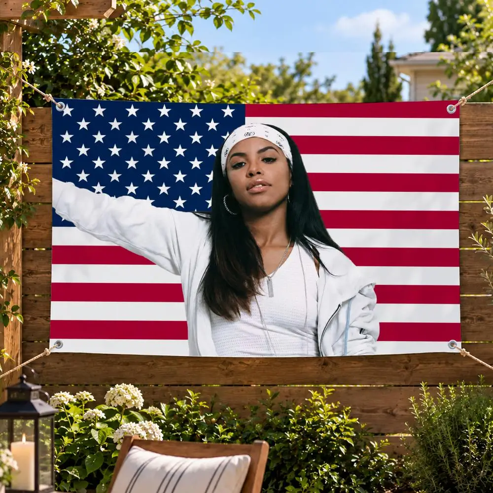 Music Popular Classic Drama Aaliyah Flags Decorative Flag Banner Indoor Outdoor Garden Yard Patio Party Camping Wall Decor Gift