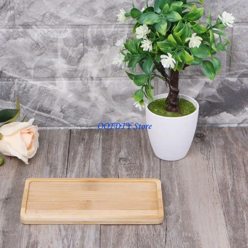 367A Bamboo Flower Pot Tray Simple Elegant Design Bonsai Meditation Tray Decor Supply