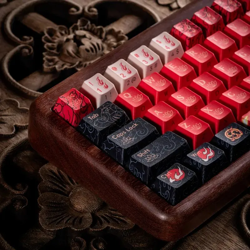 Copritasti a tema Nezha da 130 tasti, tema mitologico, copritasti originali con incisione laterale di fabbrica: schemi di colori alla moda