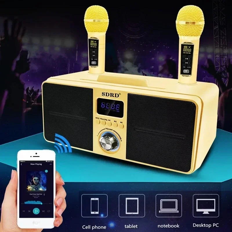 SDRD Speakers Set Mobile Portable Karaoke Audio Outdoor 30W Dual Microphone Bluetooth Speaker Wireless Stereo Sound box SD-309