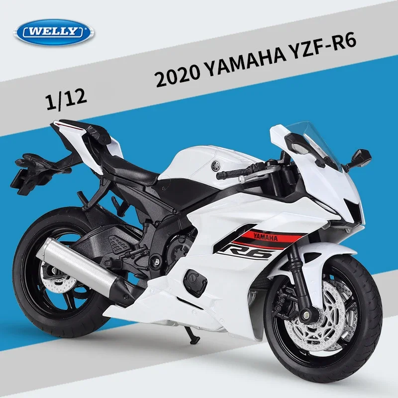 WELLY 1:12 2020 YAMAHA YZF-R6 Diecast Motorcycle Model Heavy Duty Travel Diecast Motorcycle Alloy Toy Car Collection Kid B493