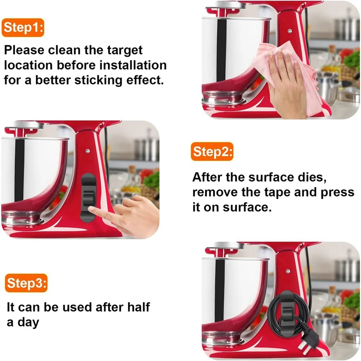 منظم سلك لأجهزة المطبخ وحامل سلك تخزين الكابل للخلاط وصانع القهوة ومقلاة الهواء وطباخ الضغط