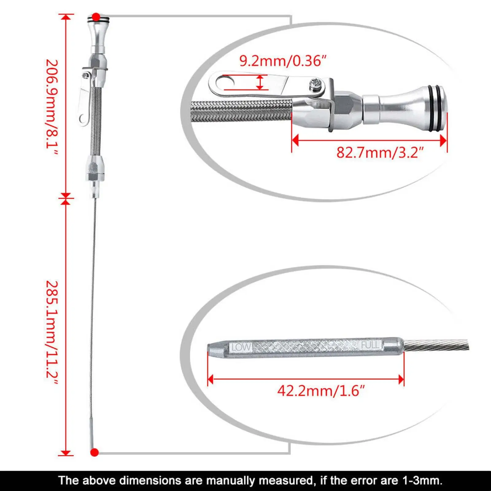 Dipstick de nível de óleo, acessórios para carro, vareta trançada inoxidável para sbc high