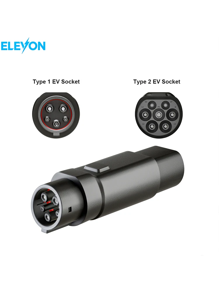 ELEVON EV-Ladeadapter Typ2 IEC 62196-2 zu Typ1 Konverter für J1772 Standard Elektrofahrzeug-Ladestation EV-Stecker 16A 32A