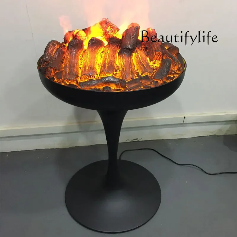 A Custom Round 3D Atomizing Fireplace Steam Humidifier High Simulation Flame Embedded Decorative Electric Wall