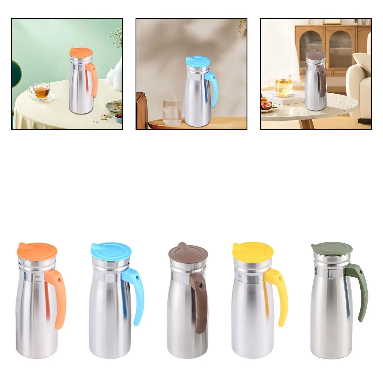 

1.0 L Stainless Steel Cold Water Pitcher Beverage Container for Everyday Use Break Resistant Versatile 3.3x9inch with Handle