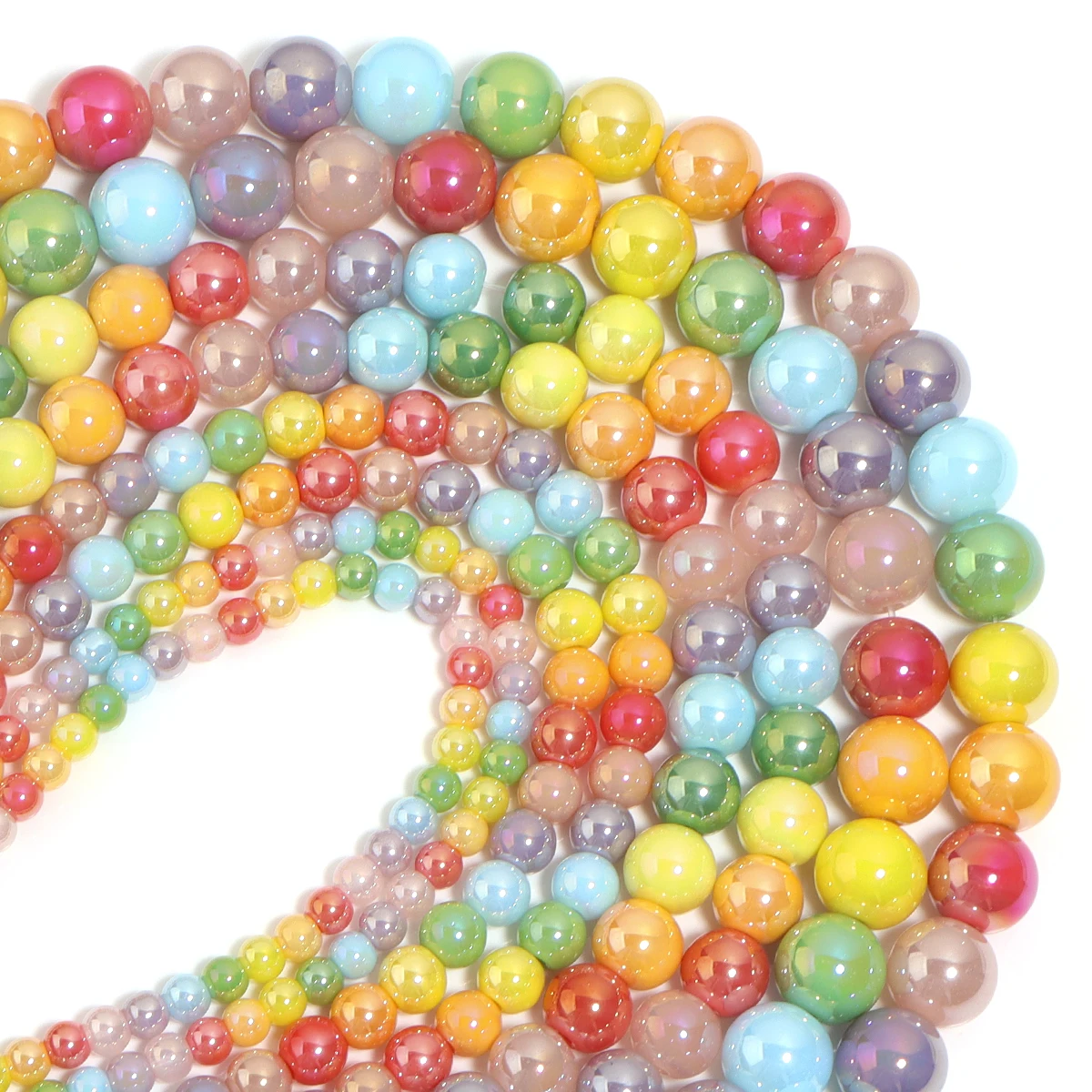 1strand/lot 4/6/8/10mm Candy Colored Crystal Glass Beads Round Loose Spacer Beads For Jewelry Making DIY Necklace Bracelet
