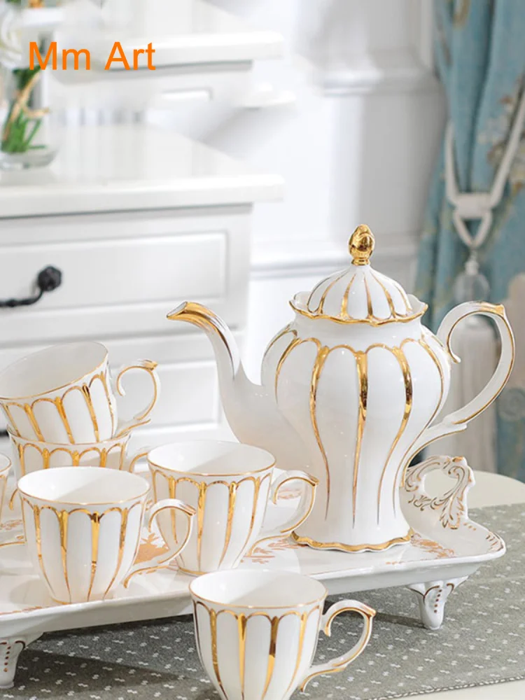 

Italy European Style Teaware Set Ceramic Household Coffee Cup Small Luxury with Tray