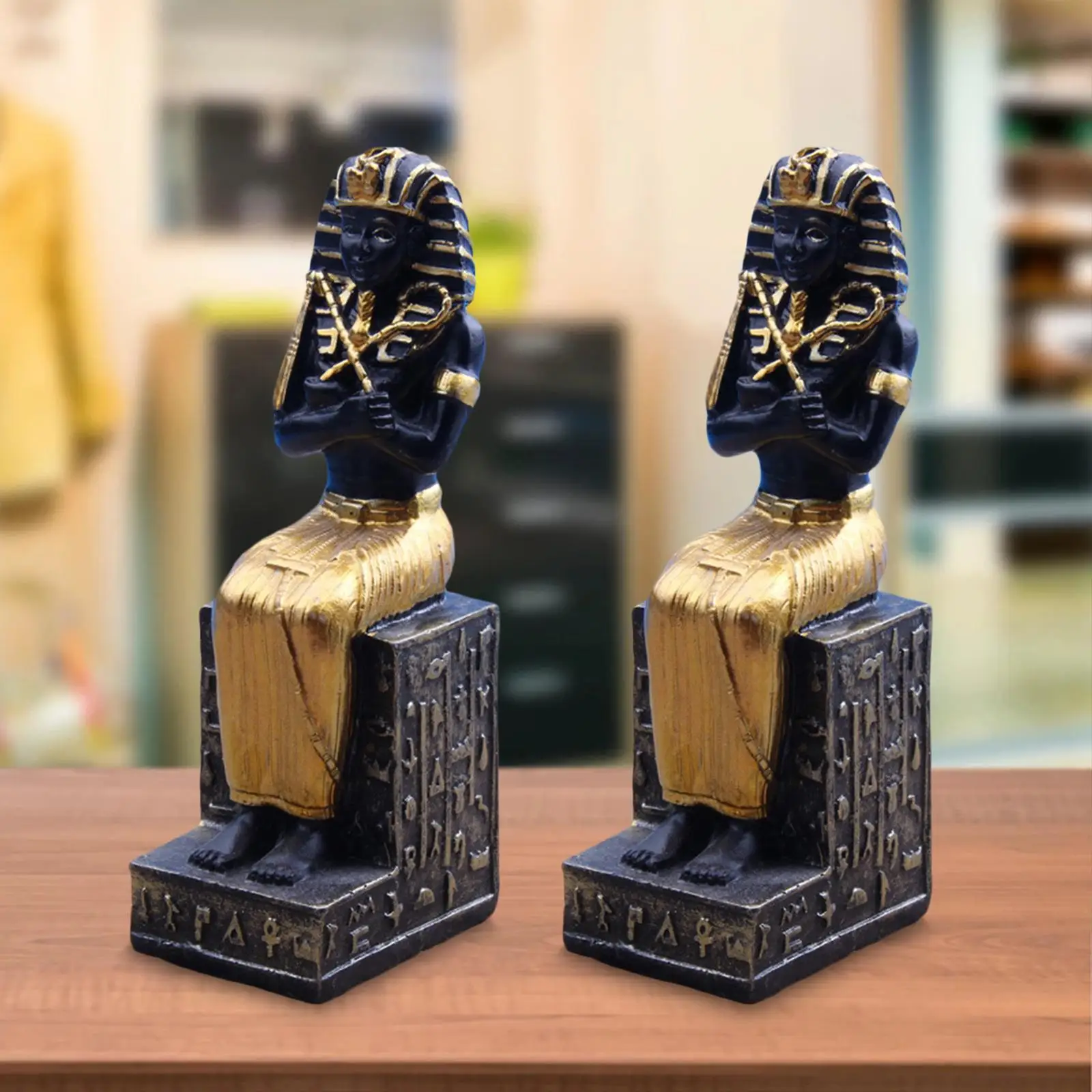 2 Pieces Pharaoh Figurine Sculpture Collectible Artware for Desktop